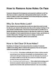 How to Remove Acne Holes On Face