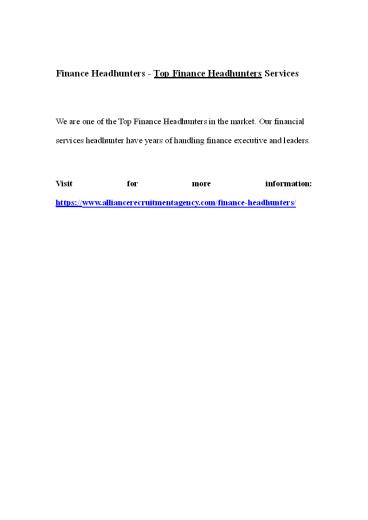 Finance Headhunters - Top Finance Headhunters Services