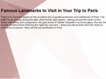 Famous Landmarks in Paris