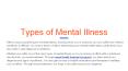 Types Of Mental Illness PowerPoint PPT Presentation