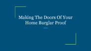Making The Doors Of Your Home Burglar Proof