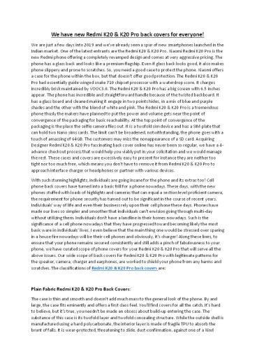 Xiaomi  Redmi K20 Back Covers and Cases Online @ KSSShop.com| Get Up to 50% Off