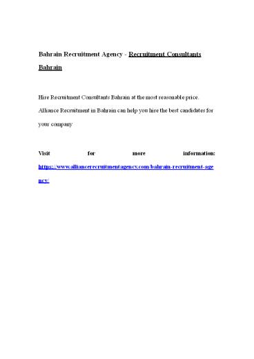 Bahrain Recruitment Agency - Recruitment Consultants Bahrain