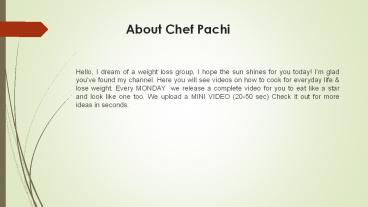 Chef Pachi Gallo Delicious Diet Sustainable Diets