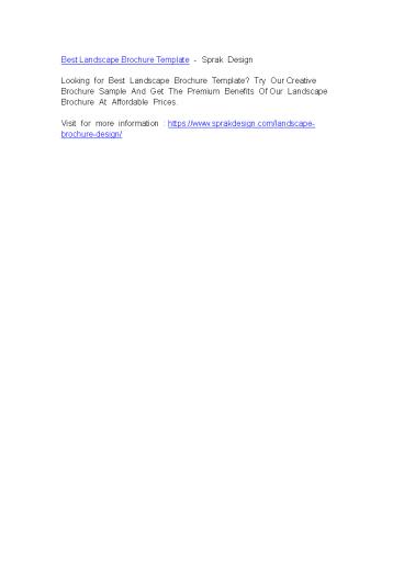 Best Landscape Brochure Template - Sprak Design