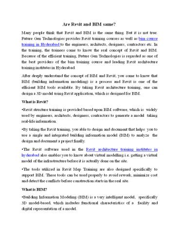 Are Bim and revit are same