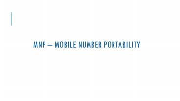Mobile Number Portability