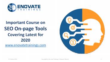 Enovate Trainings Presentation on SEO On-Page Tools