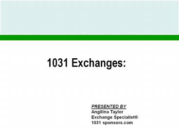 Current trends  of 1031 exchange  and Info (1)