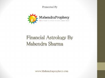 Financial Astrology by Mahendra sharma