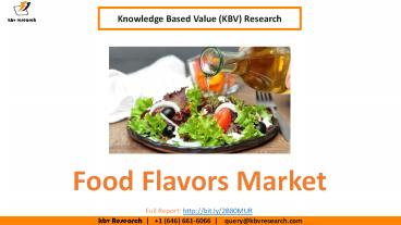 Food Flavors Market Size- KBV Research