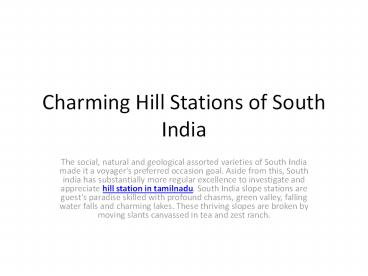 Best hill station in tamilnadu