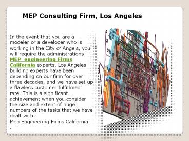 MEP Consulting Firm, Los Angeles