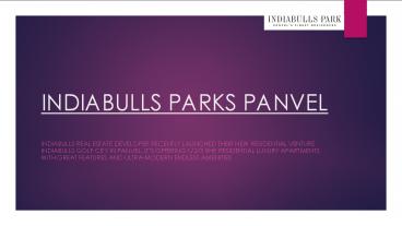 Indiabulls Golf City Panvel Brochure- 1/2/3 BHK apartments- Premium Project