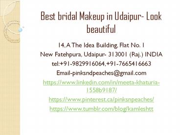 Best bridal Makeup in Udaipur- Look beautiful