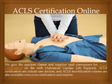 ACLS Recertification Course Online