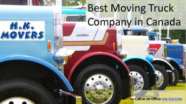 Best Moving Truck Company in Canada
