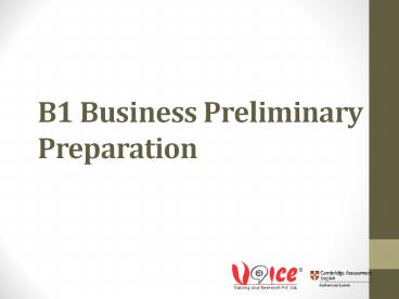 B1 Business Preliminary Preparation
