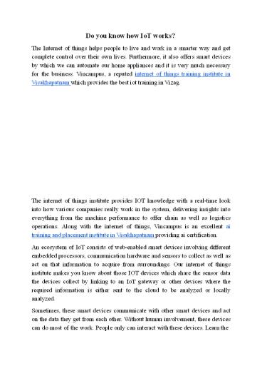 What is the working principle of IOT?