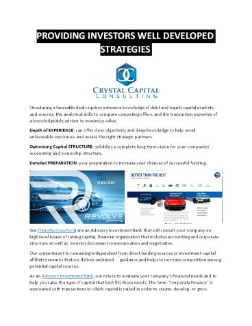 Timothy Crawford- Advisory and Financing Joint Venture Organization in Columbus