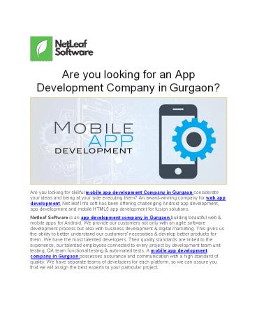 Are you looking for an App Development Company in Gurgaon?