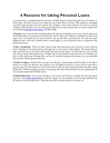 4 Reasons for taking Personal Loans