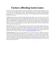 Factors affecting home loans