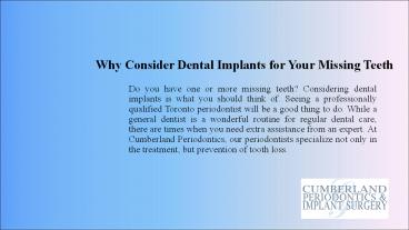 Why Consider Dental Implants for Your Missing Teeth