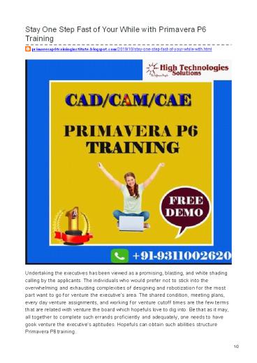 Primavera P6 Training in Delhi, Noida with Placement