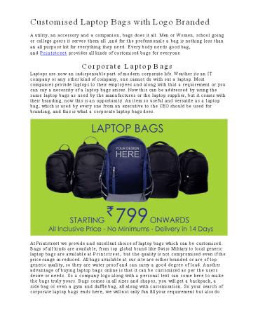 Customised Laptop Bags with Logo Branded