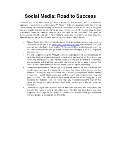 Social Media Road to Success