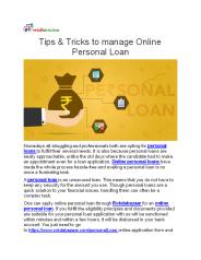 Tips & Tricks to manage Online Personal Loan