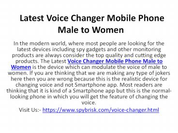 Voice Changer Mobile Phone Male to Women