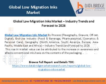 Global Low Migration Inks Market – Industry Trends and Forecast to 2026