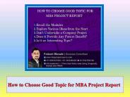 How to Choose Good Topic for MBA Project Report