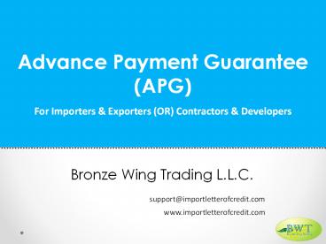 Apply Advance Payment Guarantee