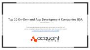 Top 10 On-Demand App Development Companies USA