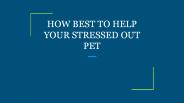 HOW BEST TO HELP YOUR STRESSED OUT PET