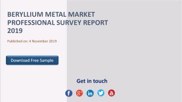 Beryllium Metal Market Professional Survey Report 2019