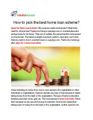 How to pick the best home loan scheme?