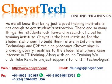 Online Trainings by Cheyat Technologies