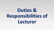 Duties and Responsibilities of a Lecturer in India
