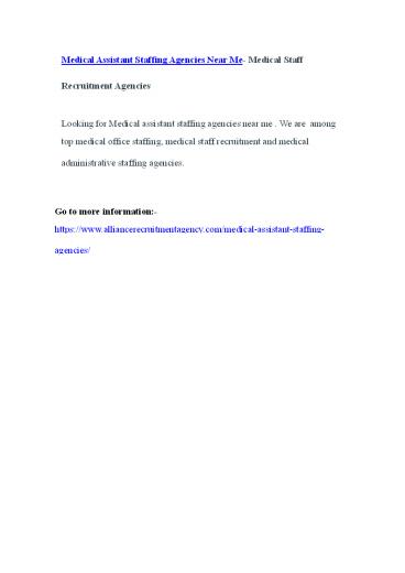 Medical Assistant Staffing Agencies Near Me- Medical Staff Recruitment Agencies