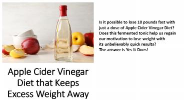 Apple Cider Vinegar Diet that Keeps Excess Weight Away