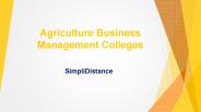 Agriculture Business Management Colleges - SimpliDistance