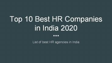 Top 10 HR Companies in India for HR Outsourcing