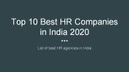 Top 10 HR Companies in India for HR Outsourcing