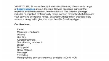 Hair at Home, Bridal at Home, Wax at Home