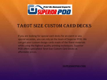 Tarot Size Custom Card Decks