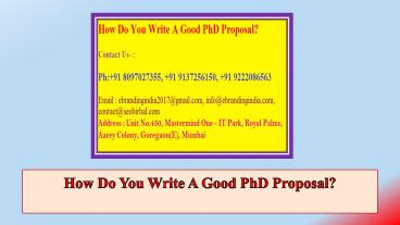 How Do You Write A Good PhD Proposal?